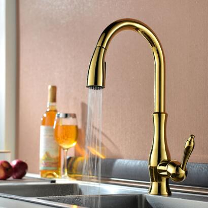 Antique Brass Golden Kitchen Pull Out Mixer Sink Tap TA428G