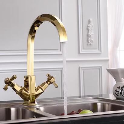 Antique Classic Brass Golden Kitchen Sink Tap Mixer Water Tap TA640G - Click Image to Close