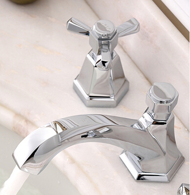 Brass Chrome Finish Three-pieces Mixer Bathroom Sink Tap TA660C - Click Image to Close