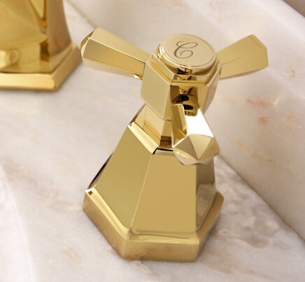 Brass Golden Printed Three-pieces Mixer Bathroom Sink Tap TA660G