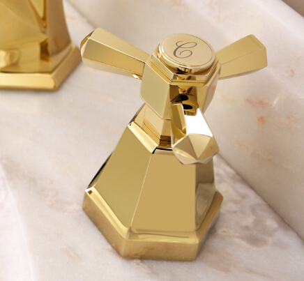 Brass Golden Printed Three-pieces Mixer Bathroom Sink Tap TA660G - Click Image to Close