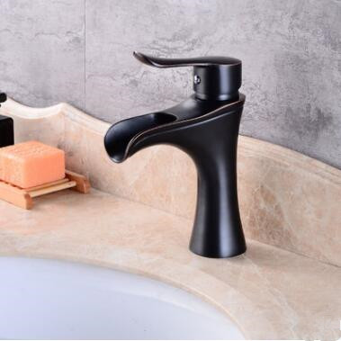 Antique Basin Tap Black Bronze Brass Waterfall Mixer Bathroom Sink Tap TAB0155