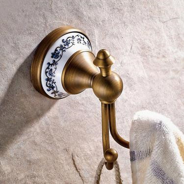 Antique Brass With Ceramics Printed Bathroom Robe Hook TAB5900