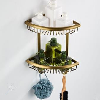 Antique Elegant Double Shelves Brass Material Bathroom Shelf AB6050