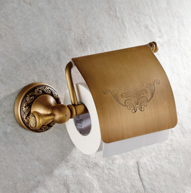 Antique Brass Finish Wall Mounted Toilet Roll Holder TAB6110 - Click Image to Close