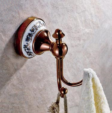 Antique Rose Golden With Ceramics Printed Bathroom Robe Hook TAB79R - Click Image to Close