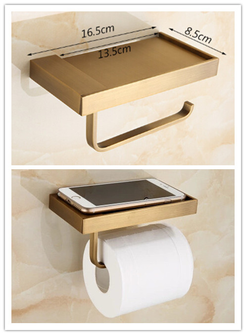 Antique New Design Brass Bathroom Toilet Roll Holder Paper Holder Phone Holder TAB98Y - Click Image to Close