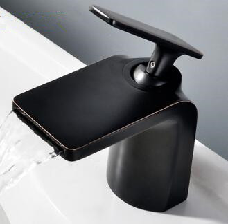 Antique Basin Tap Black Bronze Brass Watefall Bathroom Sink Tap TB0107