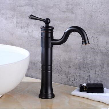 Antique Basin Tap Black Bronze Brass Rotatable Mixer Bathroom Sink Tap High Version TB0115H