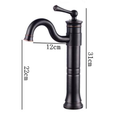 Antique Basin Tap Black Bronze Brass Rotatable Mixer Bathroom Sink Tap High Version TB0115H - Click Image to Close