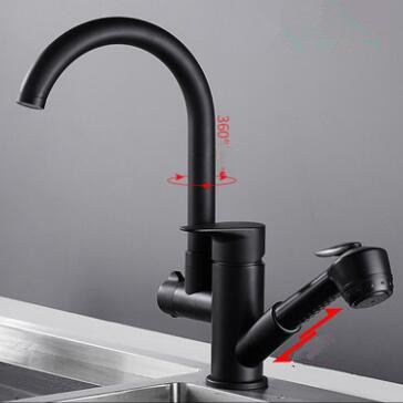 Kitchen Tap Black Bronze Brass Pull Out Rotatable Kitchen Sink Tap TB0139