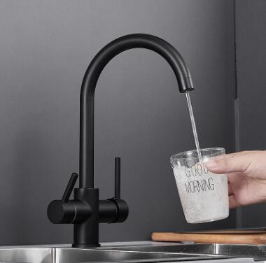 Antique Black Brass Mixer Three Way Drinking Water Kitchen Sink Tap TB0144