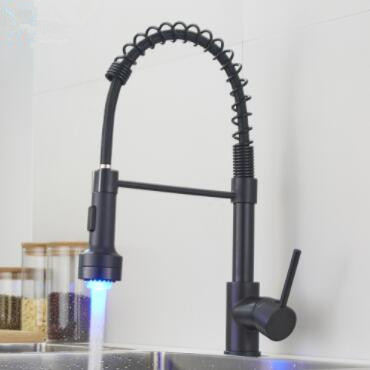 Antique Black Brass Mixer LED SPRING Type Pull Out Kitchen Tap TB0168L - Click Image to Close