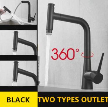 Kitchen Pull Out Black Printed Brass Rotatable Mixer Kitchen Sink Tap TB0179 - Click Image to Close