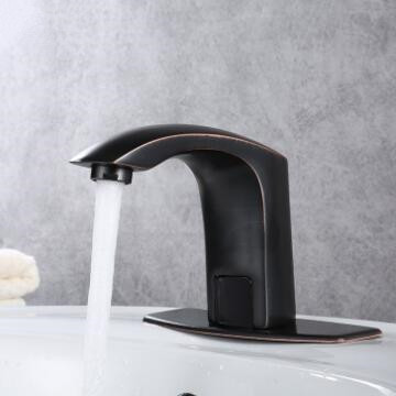 Antique Black Brass Automatic Taps Hand-free Mixer Water Bathroom Sink Tap TB0180 - Click Image to Close
