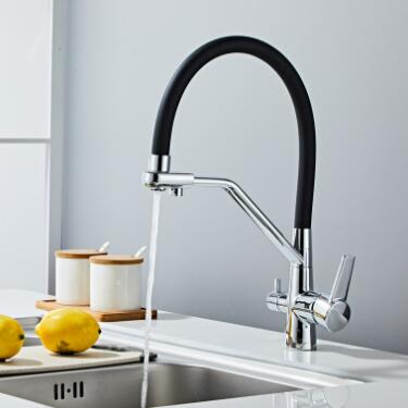 Brass New Designed Chrome & Black Rotatable SPRING Mixer Kitchen Tap TB0182 - Click Image to Close