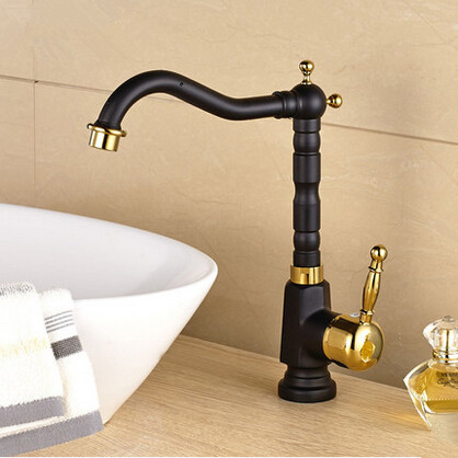 Antique Brass Black Bronze Bathroom Mixer Tap Rotatable TB018S