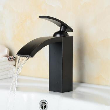 New Antique Black Bronze Brass Waterfall Bathroom Sink Tap TB0196