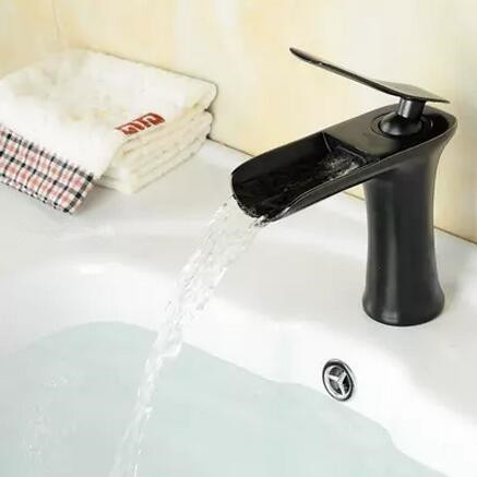 Antique Black Bronze Brass Waterfall Bathroom Sink Tap TB0198
