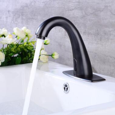 Antique Automatic Taps Black Brass Hand-free Mixer Water Bathroom Sink Tap TB0205