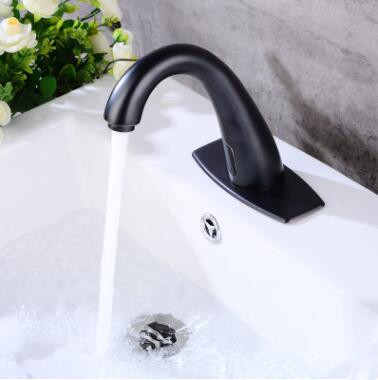Antique Automatic Taps Black Brass Hand-free Mixer Water Bathroom Sink Tap TB0205