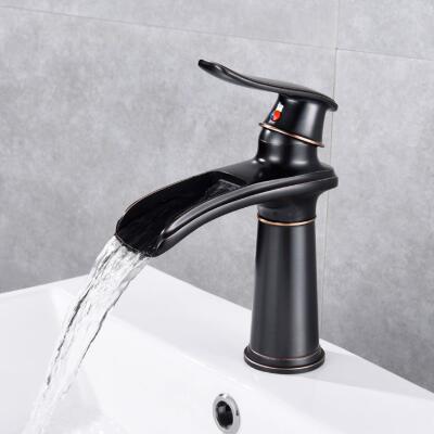 Vintage Black Bronze Brass Basin Tap Old Style Waterfall Bathroom Sink Tap TB0218B