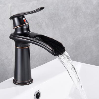 Vintage Black Bronze Brass Basin Tap Old Style Waterfall Bathroom Sink Tap TB0218B