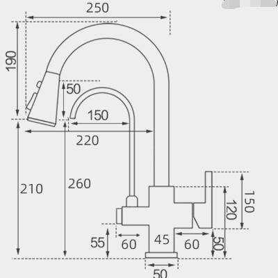 Black Brass Multi-functional Pull Out Spray T-Pipe Drinking Water Kitchen Tap TB0228D