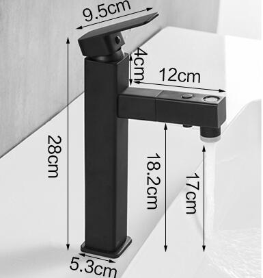 Antique Brass Black Bathroom Pull Out Mixer Tap Bathroom Sink Tap TB0234 - Click Image to Close