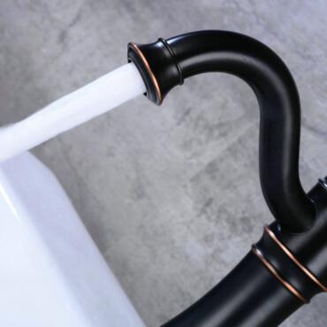 Black Brass Rotatable Retro Style Mixer Bathroom Sink Taps TB0239 - Click Image to Close
