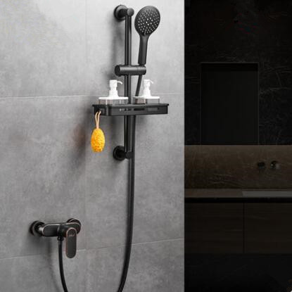Antique Black Bronze Brass Bathroom Waterfall Shower Tap Set With Shelves TB0268
