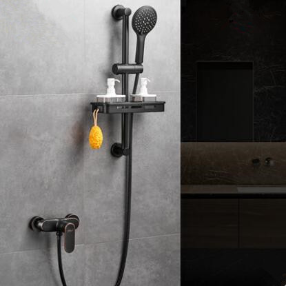 Antique Black Bronze Brass Bathroom Waterfall Shower Tap Set With Shelves TB0268 - Click Image to Close