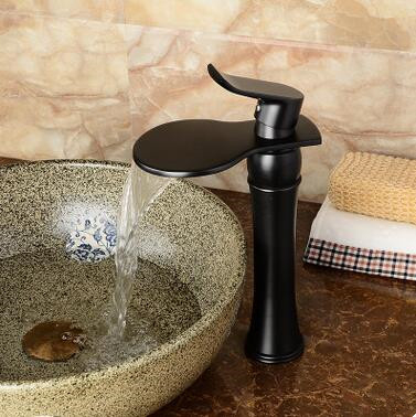 Antique Brass Black Bronze Bathroom Sink Tap Waterfall Taps TB0227H
