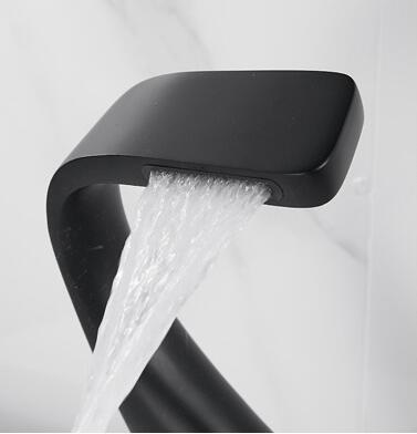 Basin Tap Black Bronze Brass Waterfall Mixer Art Designed Bathroom Sink Tap TB0289 - Click Image to Close