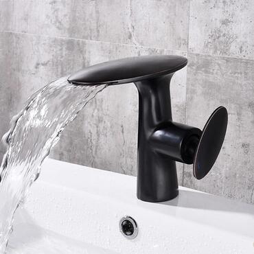 Antique Black Bronze Brass Speical Handle Designed Waterfall Bathroom Mixer Sink Tap TB0309