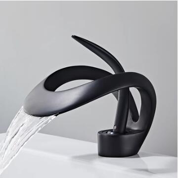 Black Bathroom Taps Art Designed Brass Mixer Bathroom Basin Tap TB0358 - Click Image to Close