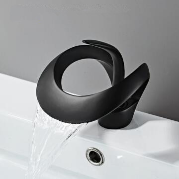 Black Bathroom Taps Art Designed Brass Mixer Bathroom Basin Tap TB0358