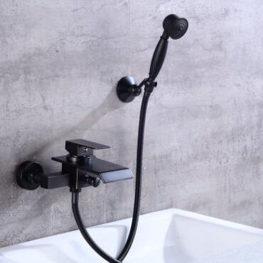 Bathtub Tap Black Bronze Brass Bathroom Waterfall Mixer Tap Set TB0360