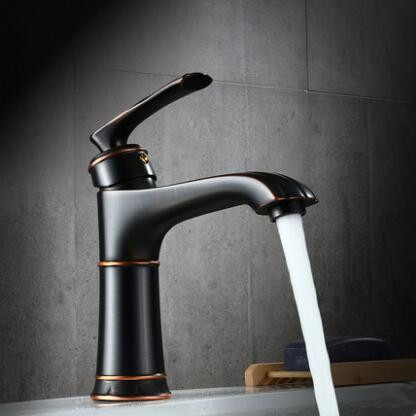 Antique Bathroom Sink Tap Black Bronze Brass Brushed Finished Mixer Tap TB0468 - Click Image to Close