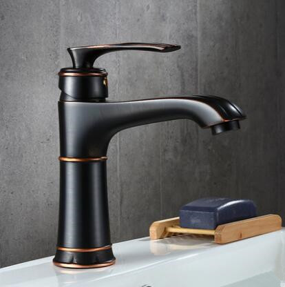 Antique Bathroom Sink Tap Black Bronze Brass Brushed Finished Mixer Tap TB0468 - Click Image to Close