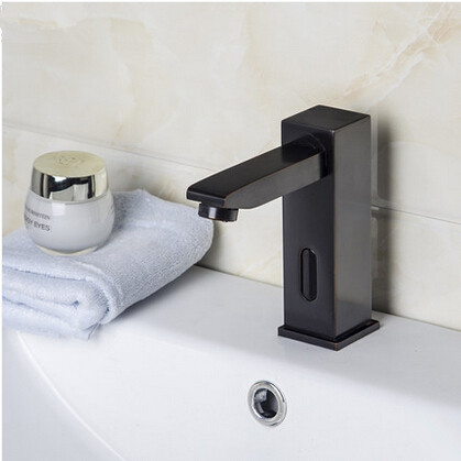 Antique Brass Black Bronze Automatic Single Cold Free Hands Bathroom Sink Tap TB0833 - Click Image to Close