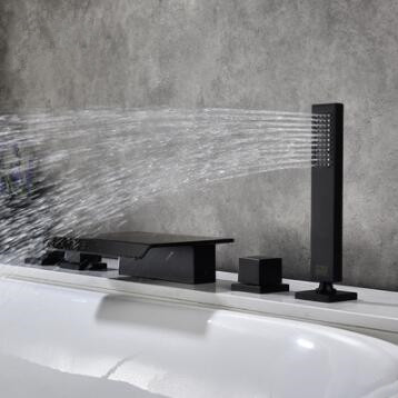 Black Brass Bathroom Five-pieces Waterfall Anti-corrosive Bathtub Tap TB0858