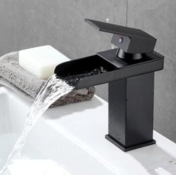 Antique Black Bronze Brass Basin Tap Waterfall Mixer Bathroom Sink Tap TB0980 - Click Image to Close