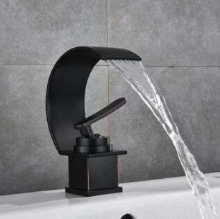 Antique Bathroom Basin Tap Black Bronze Brass Waterfall Tap TB1356 - Click Image to Close