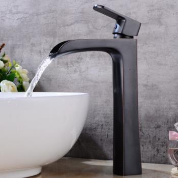 Antique Basin Tap Black Bronze Brass Waterfall British Style High Version Bathroom Sink Tap TB1550H