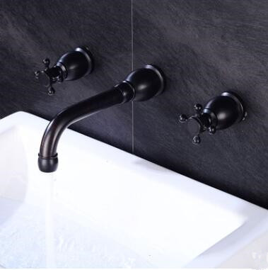 Antique Black Bronze Brass Wall Mounted Bathroom Sink Tap TB1808 - Click Image to Close