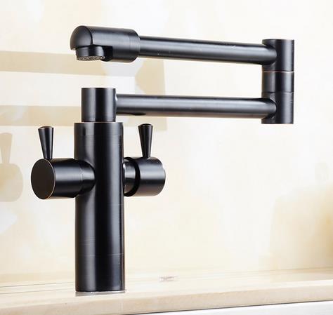 Black Bronze Brass 360° Rotatable Foldable Kitchen Mixer Tap TB218S - Click Image to Close