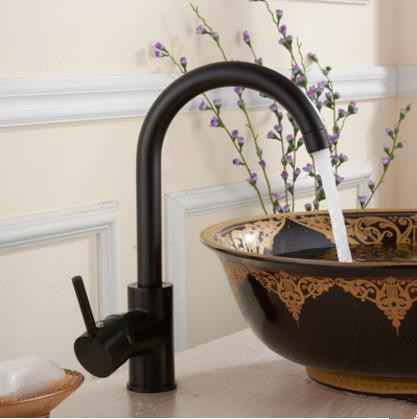 Brass Pure Black Rotatable Mixer Bathroom Sink Tap TB2980