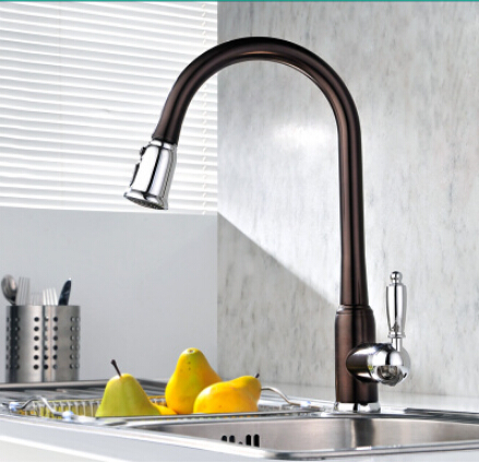 Best Quality Brass Black Painted Kitchen Pull Out Sink Tap TB3012 - Click Image to Close