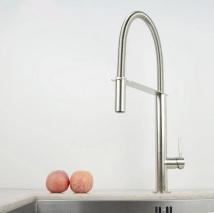 Brass Nickel Brushed Finished Mixer Water Pull Out Kitchen Sink Tap TB428C - Click Image to Close